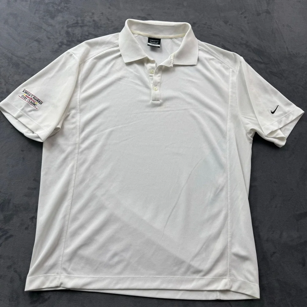 Nike Golf Mens XL White Dri-FIT Polo Shirt Joshua T Harris Memorial Golf Classic